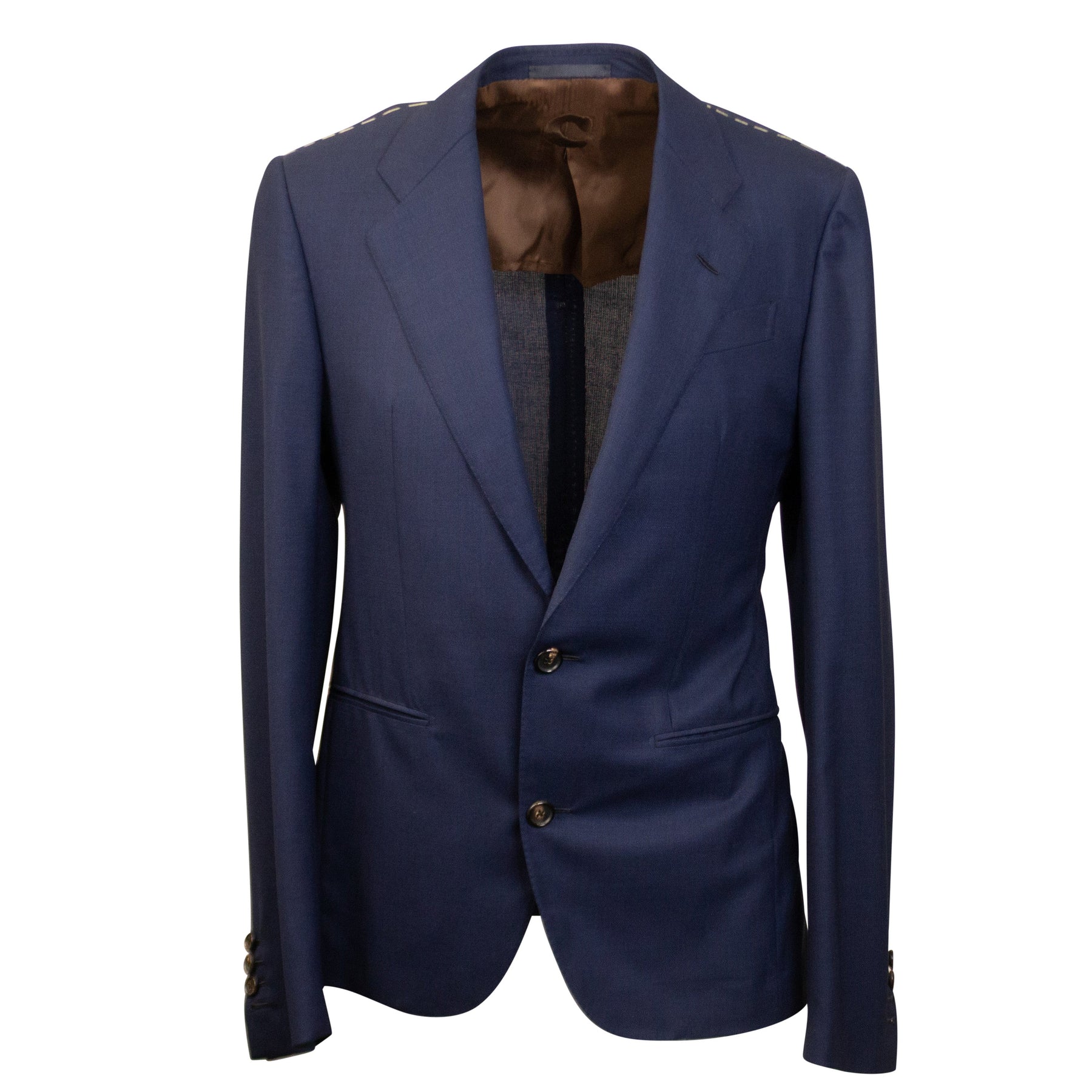 Einreihiger Blazer aus Wolle – Marineblau