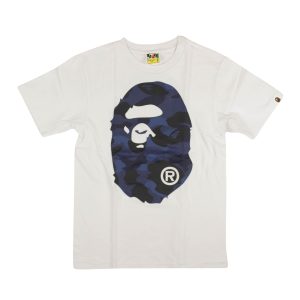 T-Shirt – Weiß, Blau, Camouflage, Logo, Kurzarm