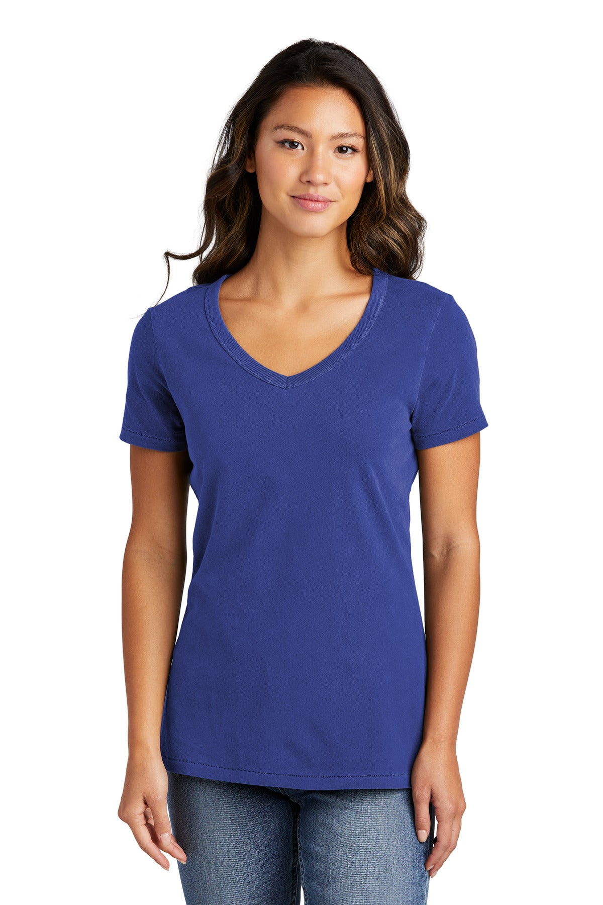 Port & Company Beach Wash T-Shirt – Damen, stückgefärbt, V-Ausschnitt