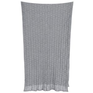 Hermes Schal – Kettenmotiv, Strick, Grau, Baumwolle, Seide