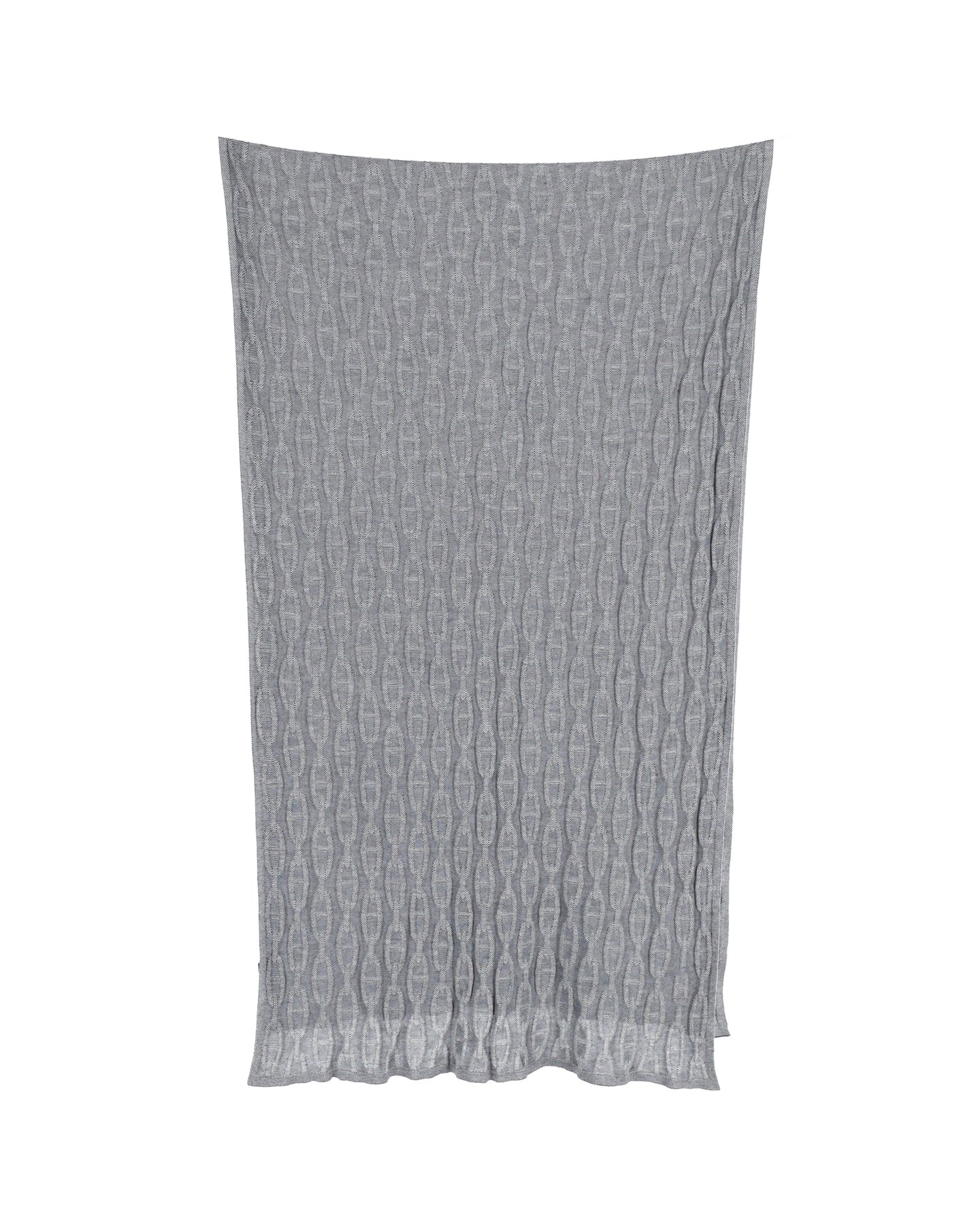 Hermes Schal – Kettenmotiv, Strick, Grau, Baumwolle, Seide