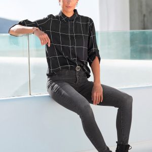 LASCANA Bluse – Damen, lang, mit Knopfleiste