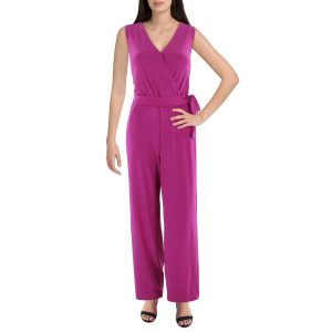 Jumpsuit – Petite-Größen, matt, Jersey, V-Ausschnitt