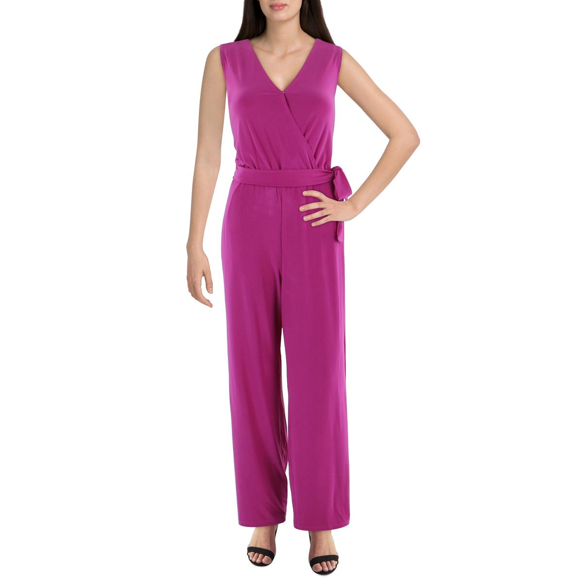 Jumpsuit – Petite-Größen, matt, Jersey, V-Ausschnitt