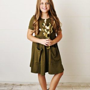 Schwingendes Kleid – Olivgrün