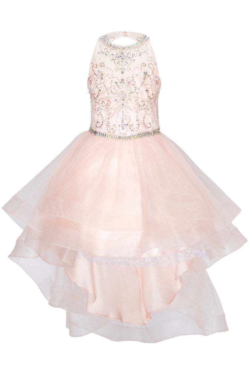 Kleid – Mädchen, Kristall, mit Perlen, Neckholder, Festmode – 4-16
