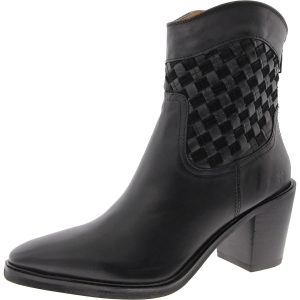 Einfarbige Lederstiefeletten