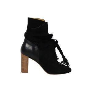 Ba&Sh Veloursleder-Stiefeletten mit Blockabsatz – Schwarz