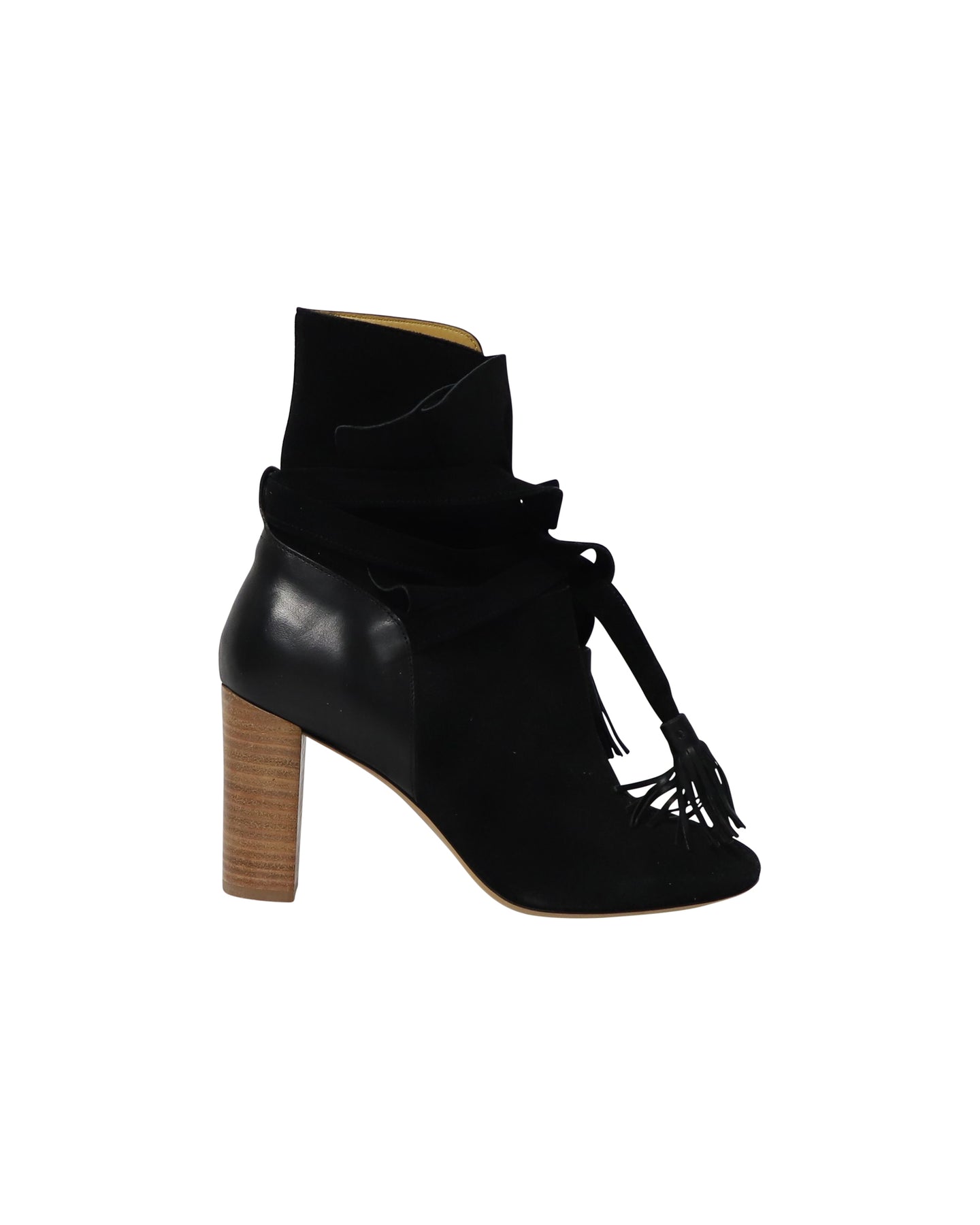 Ba&Sh Veloursleder-Stiefeletten mit Blockabsatz – Schwarz