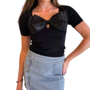 Klassisches Top mit Schleife – Schwarz