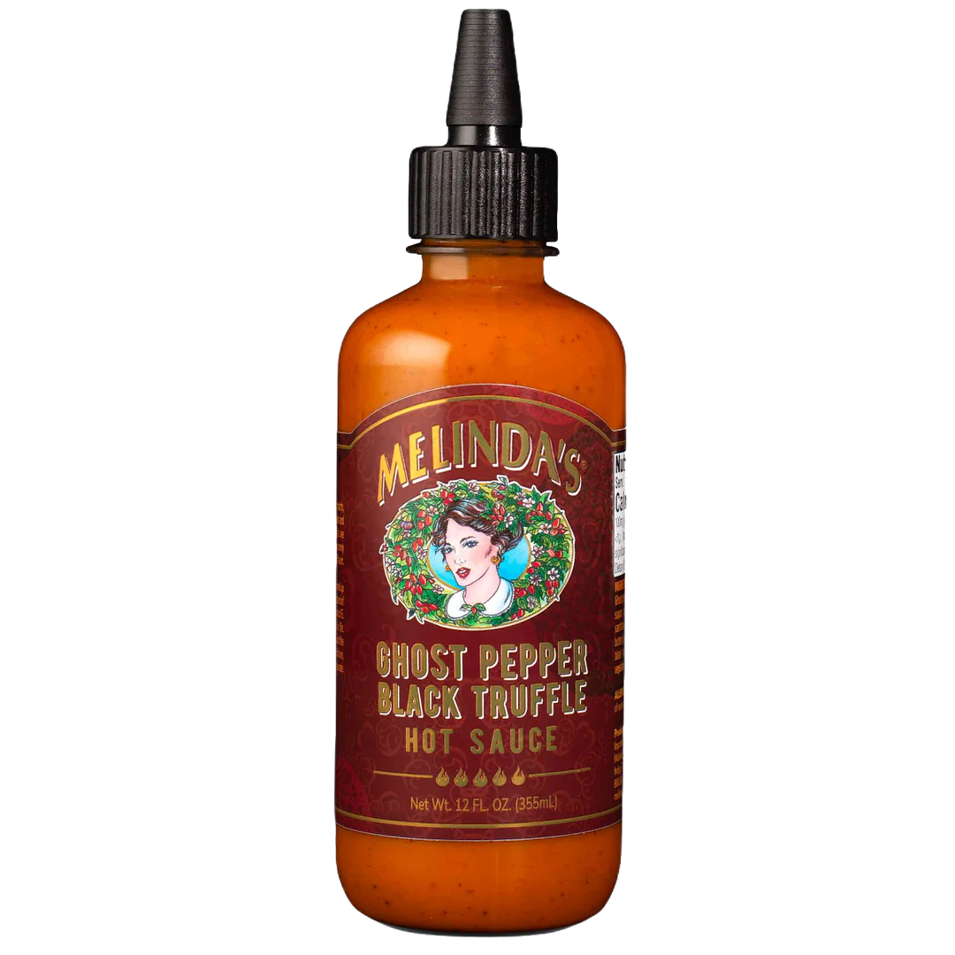Melinda's scharfe Sauce – Bhut-Jolokia-Chili, schwarz, Trüffel, 12oz