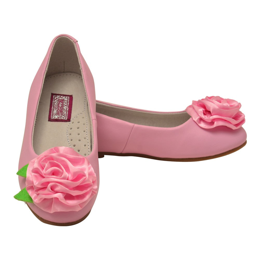 Flache Schuhe – kleine Mädchen, Rosa, festlicher Anlass, Rosette, Kinder – 7 Toddler-4 Kids