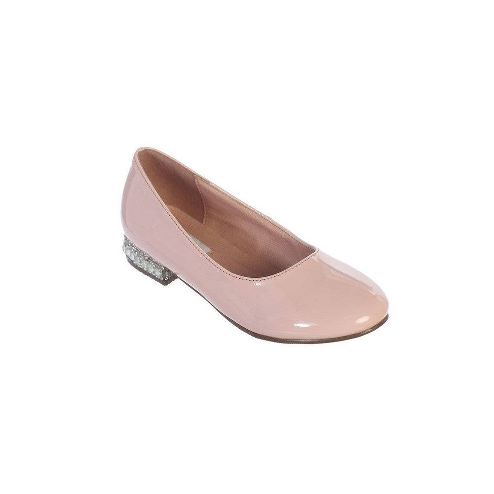 Flache Schuhe – Mädchen, Altrosa, Glitzer, mit Strass, mit Schmucksteinen, Absatz, Lackleder, Kinder – 9 Toddler-5 Kids