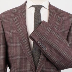 Karierter Zweiknopf-Blazer aus Wolle – Bordeauxrot
