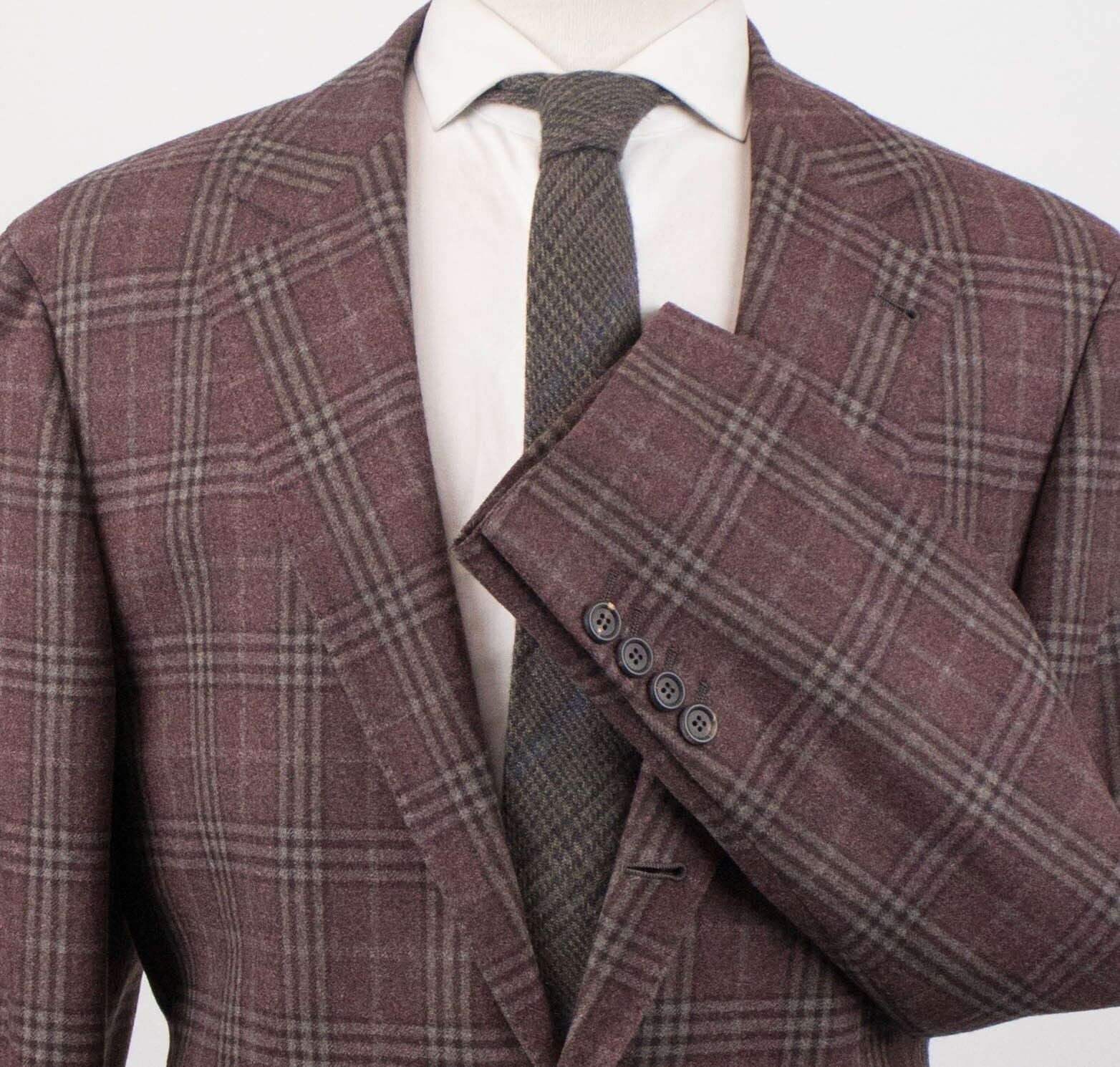 Karierter Zweiknopf-Blazer aus Wolle – Bordeauxrot