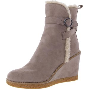 Stiefeletten aus Velourslederimitat mit Kunstpelz