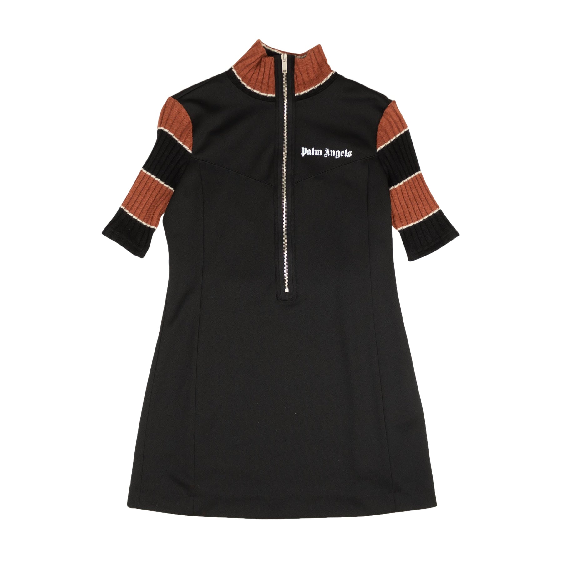 Rollkragen-Minikleid mit Reißverschluss – Schwarz