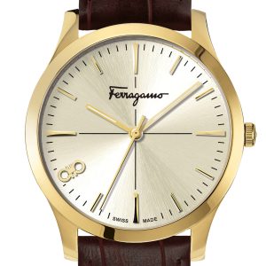 Ferragamo Quarz-Armbanduhr – Herren, Goldfarben – 40mm