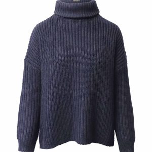 Zadig & Voltaire Rollkragen-Strickpullover aus Polyacryl – Marineblau