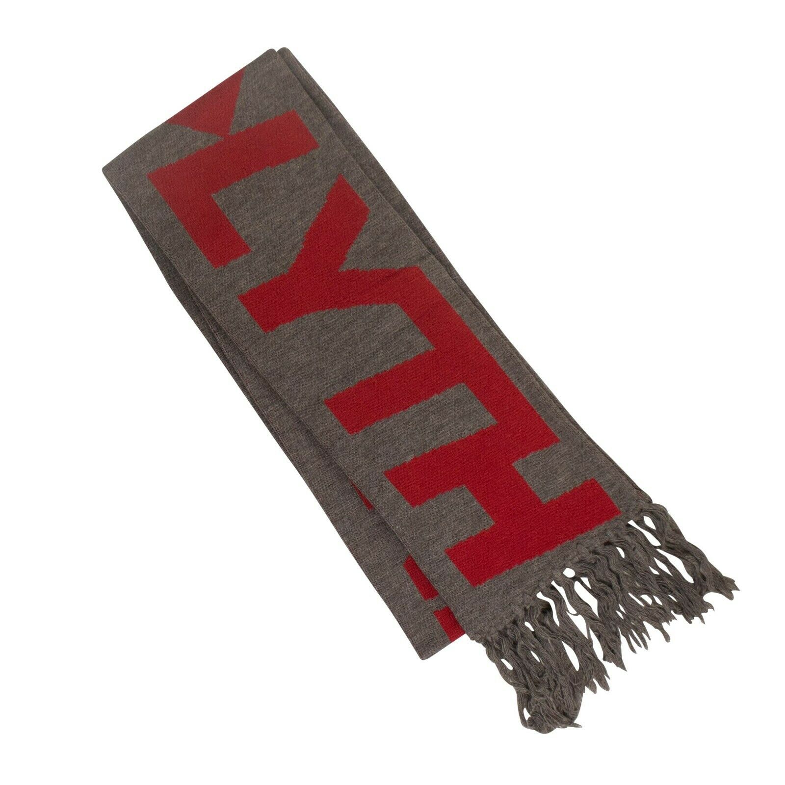 A-COLD-WALL* Schal – Herren, Intarsienmuster, mit Fransen, Grau, Rot