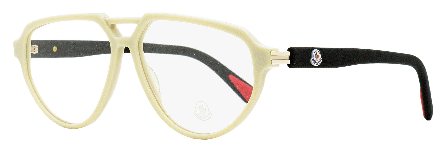 Moncler Brille – Herren, Pilotenform, Beige, Schwarz – ML5162 / 057 / 57mm