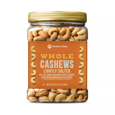 Member's Mark Cashewkerne – leicht gesalzen, ganz, 33 oz