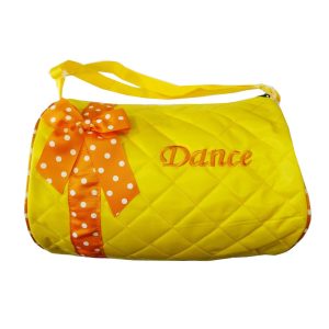 Reisetasche – Mädchen, Gelb, gesteppt, Punktmuster, Band, Detail, Tanz