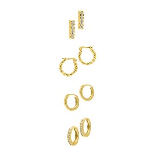 Set mit 4 Ohrringen, 14k-vergoldet
