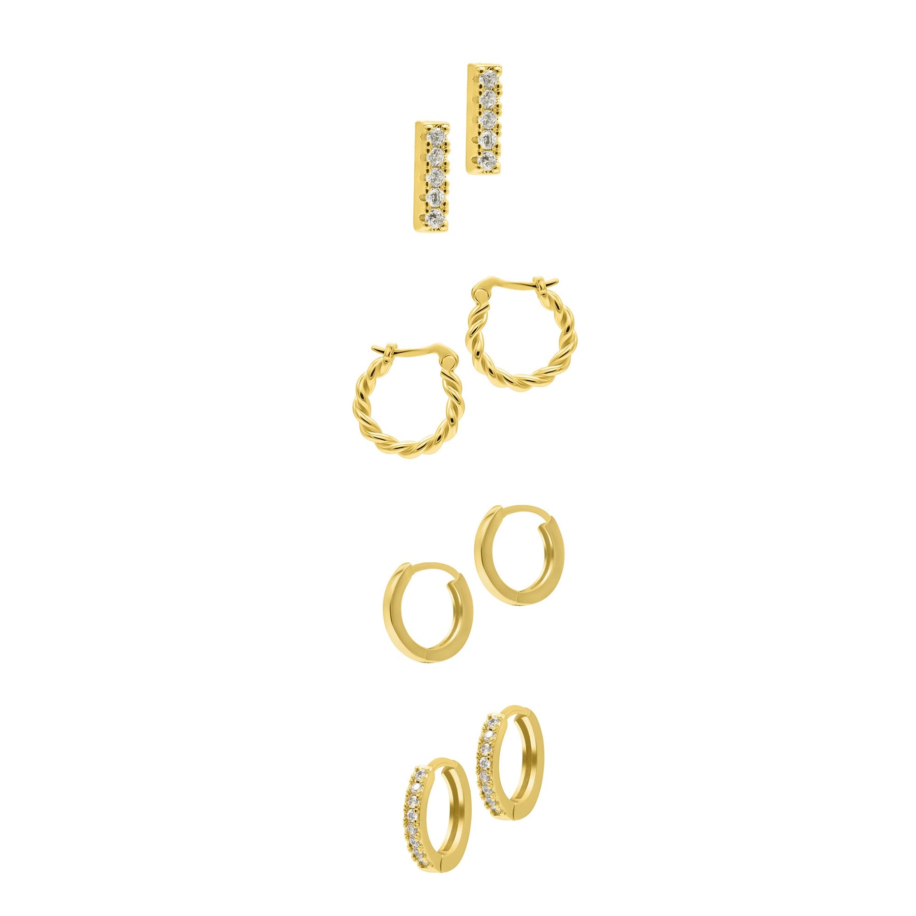 Set mit 4 Ohrringen, 14k-vergoldet
