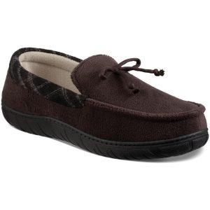 Hausschuhe im Loafer-Stil aus Velourslederimitat zum Hineinschlüpfen