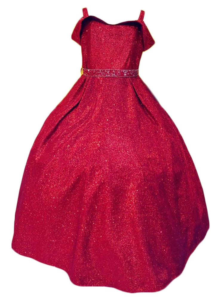 Kleid – Mädchen, Mitternachtsblau, Metallic, schulterfrei, Blumenmädchen, Größe – 2