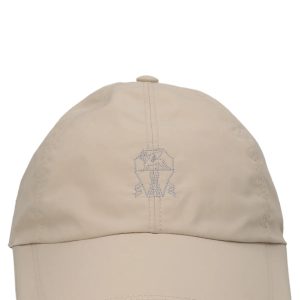 Brunello Cucinelli Kopfbedeckung – Logo, mit Stickerei, Beige, Herren, Rot, Besatz