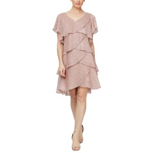 gerade geschnittenes Kleid – Metallic, gestuft
