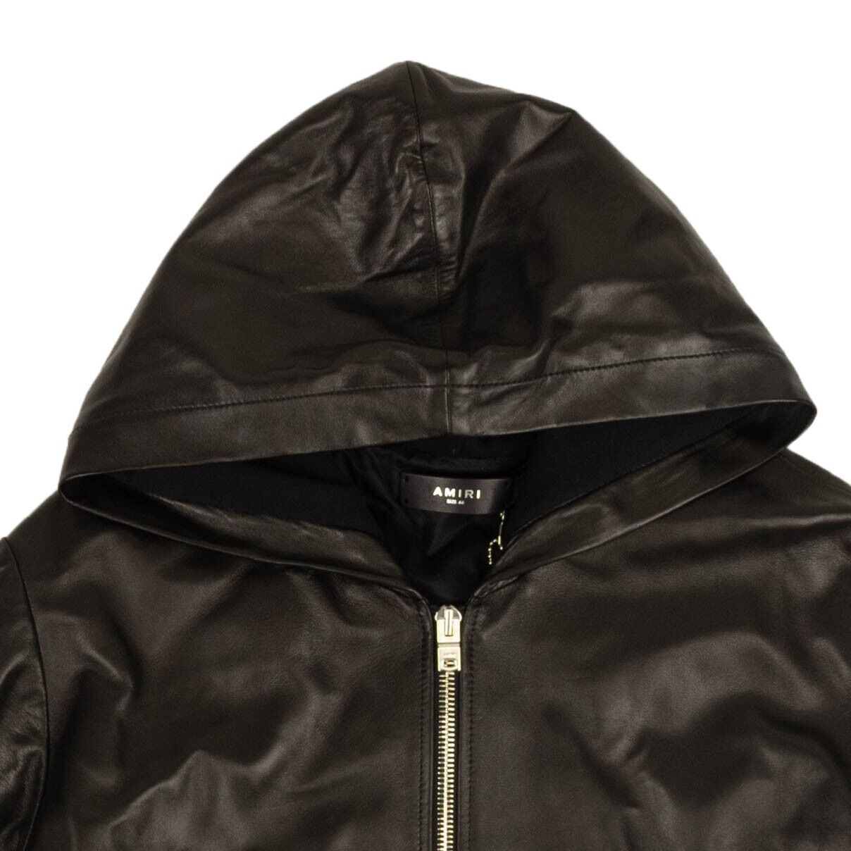 Leder-Kapuzenpullover – Schwarz
