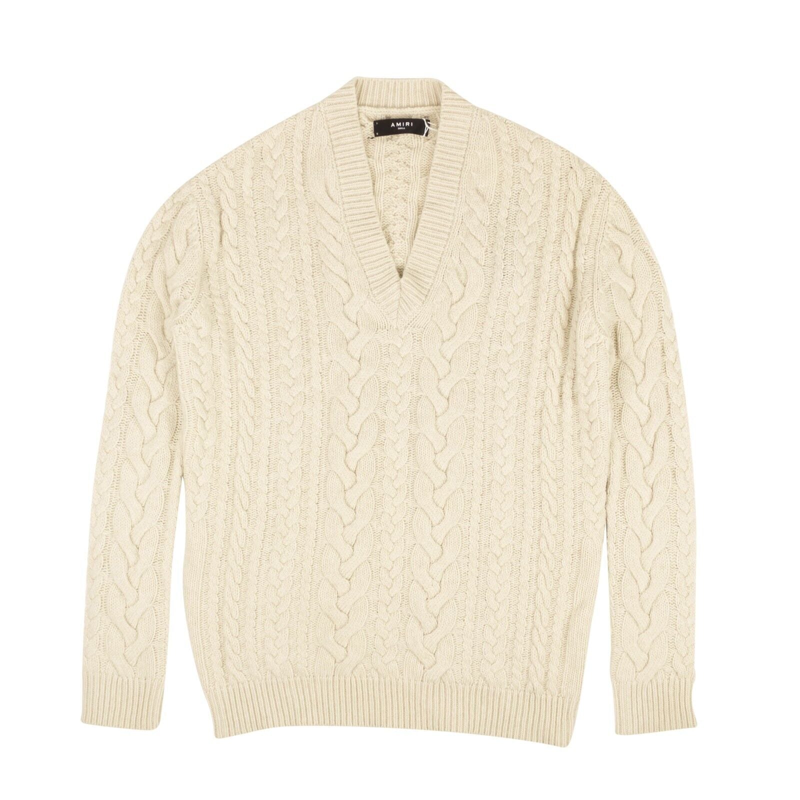 Strickpullover mit V-Ausschnitt – Cremefarben