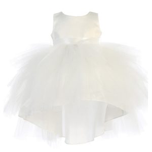 Kleid – Baby, Mädchen, Elfenbein, Vokuhila-Saum, mehrstufig, Rüschen, Tutu, Blumenmädchen – 6-24M