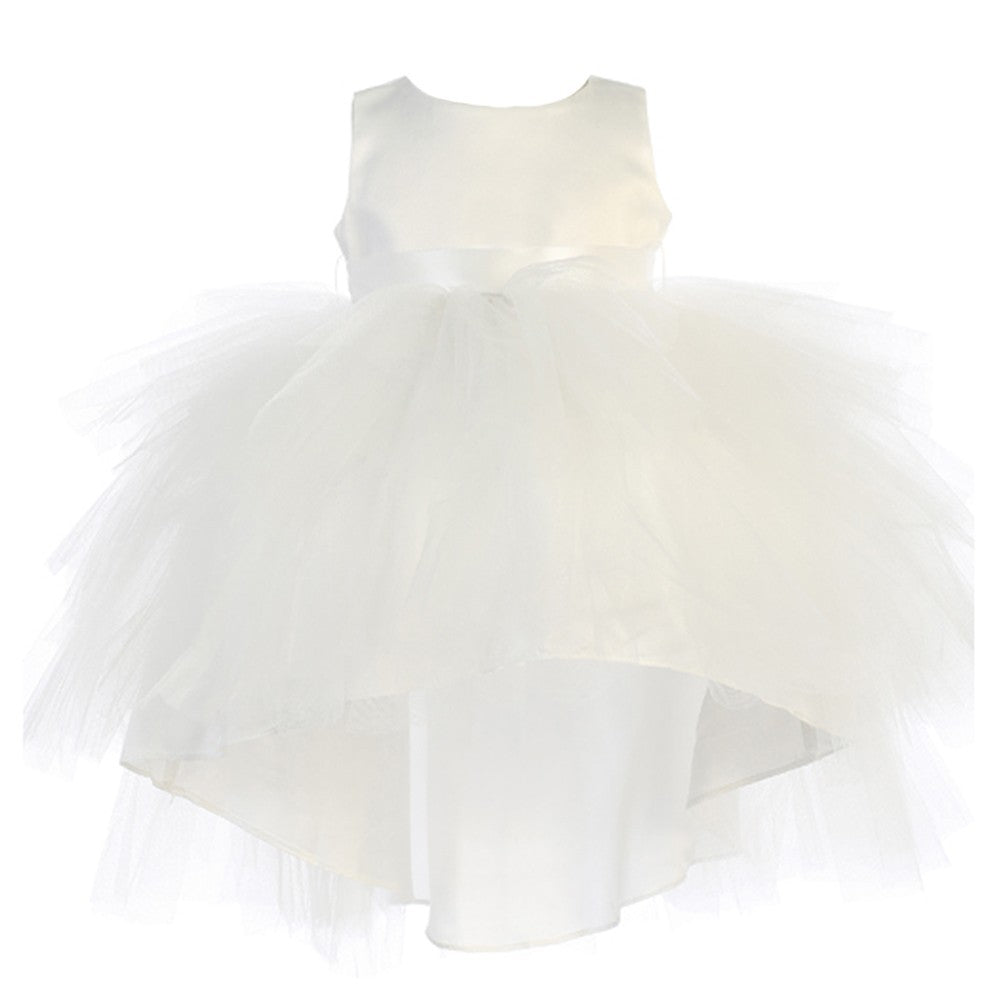 Kleid – Baby, Mädchen, Elfenbein, Vokuhila-Saum, mehrstufig, Rüschen, Tutu, Blumenmädchen – 6-24M