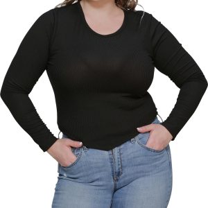 Gerippter Pullover mit Rundhalsausschnitt für junge Damen