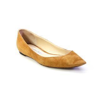 Jimmy Choo Damen-Ballerinas aus Veloursleder mit spitzer Schuhspitze – Karamellfarben