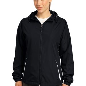Sport-Tek Jacke – Damen, Colorblock, mit Kapuze, Raglan