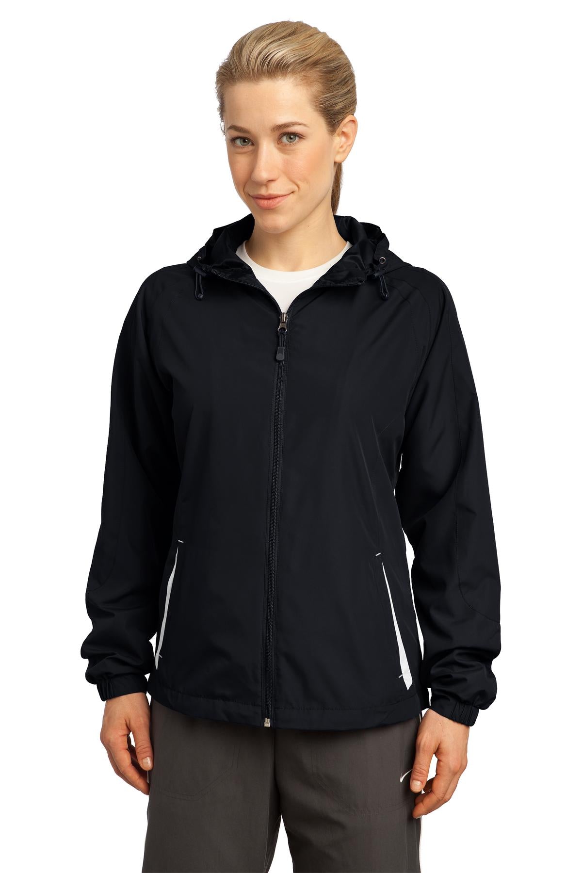 Sport-Tek Jacke – Damen, Colorblock, mit Kapuze, Raglan