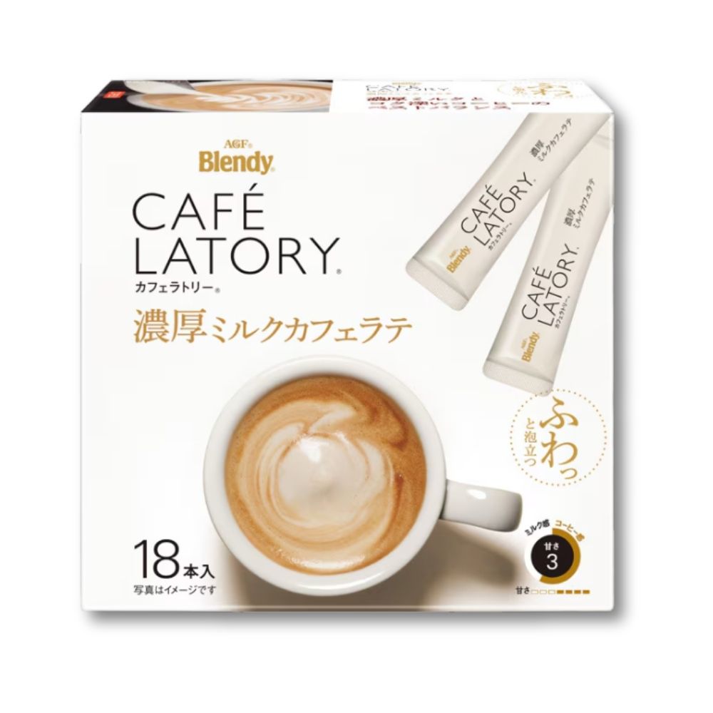 AGF Blendy Cafe Latory Instantkaffee – Stick, Milch, Café, Latte, 18 Stück