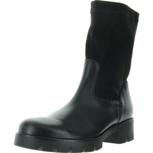 Wadenlange Lederstiefel mit Reißverschluss