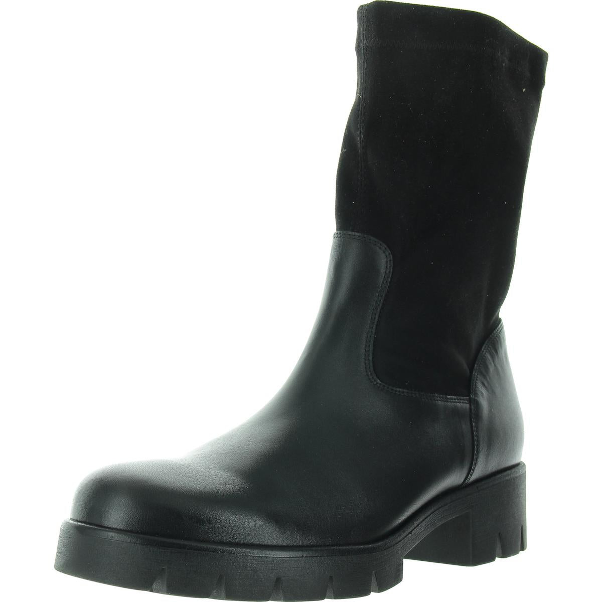 Wadenlange Lederstiefel mit Reißverschluss