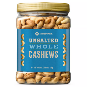 Member's Mark ganze geröstete ungesalzene Cashewkerne, 33 oz