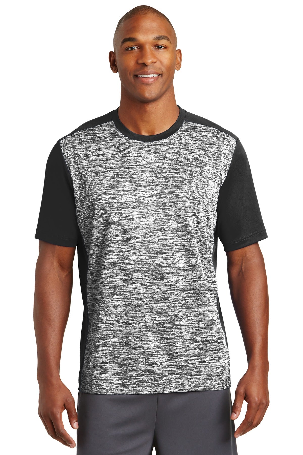 Sport-Tek PosiCharge Electric Heather T-Shirt – Herren, Colorblock – ST395