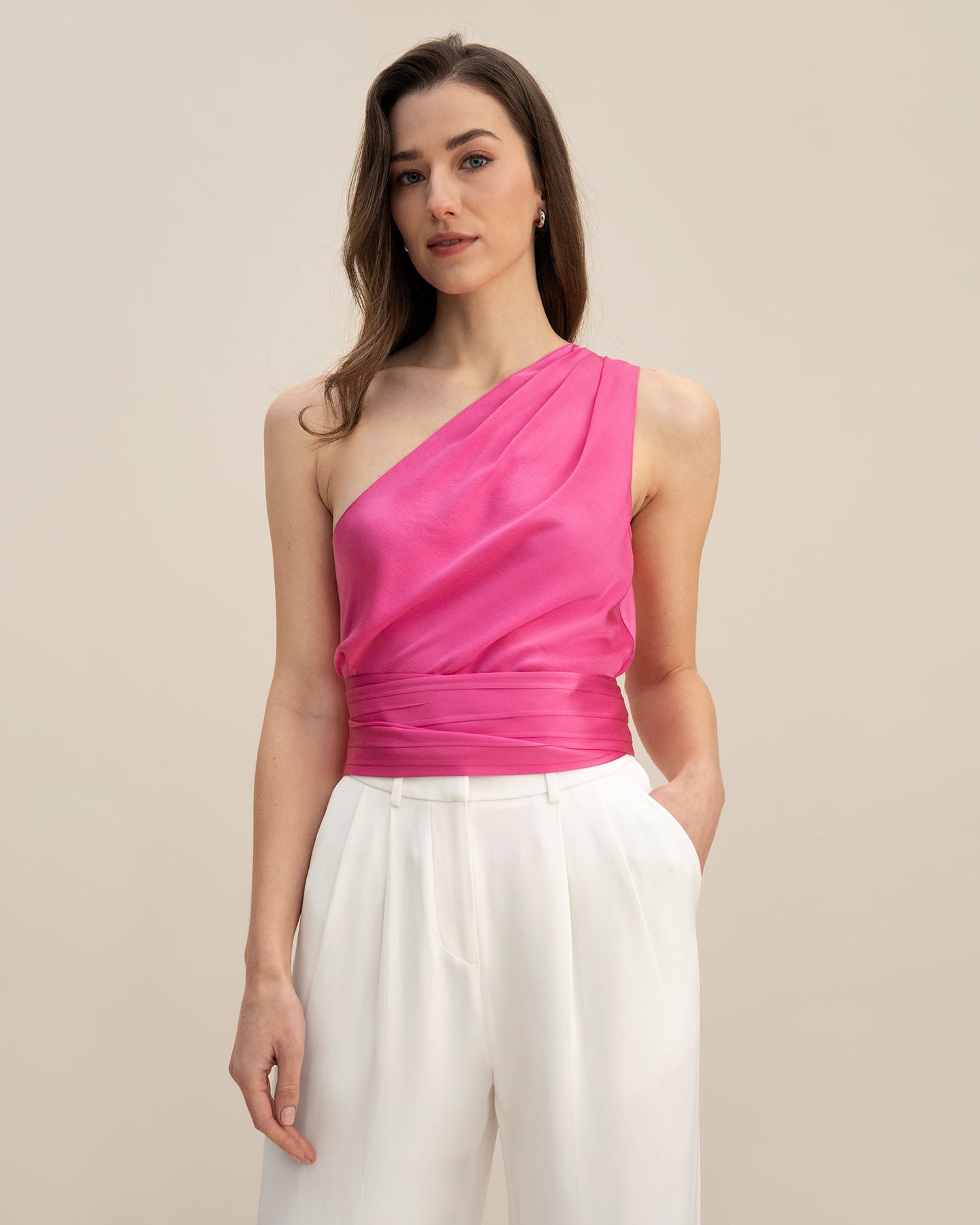 Top – mit Gürtel, One-Shoulder