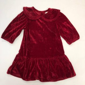 Schwingendes Kleid – Mädchen, Samt, Cranberry