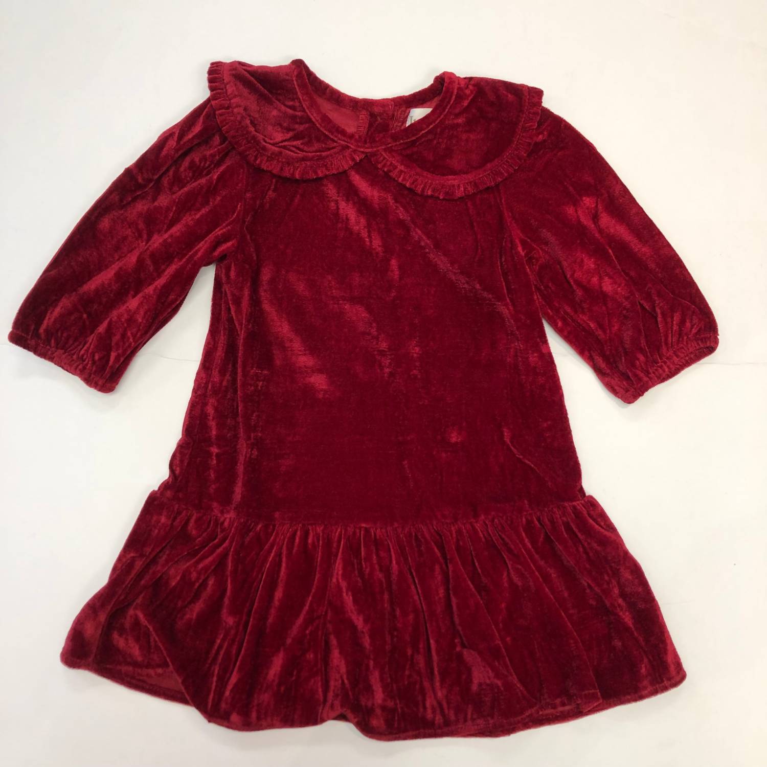 Schwingendes Kleid – Mädchen, Samt, Cranberry