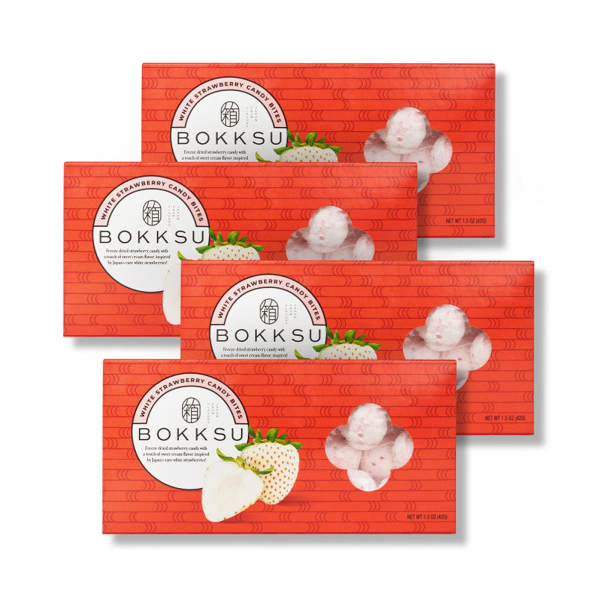 Süßigkeiten – weiß, Erdbeeren, japanisch, Stücke, 4-Pack